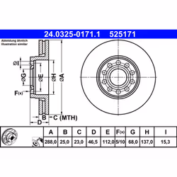 Disque de frein ATE Power Disc 24.0325-0171.1, 1 pièce