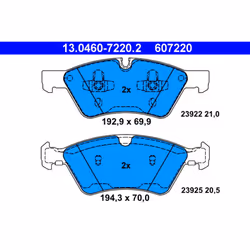 Jeu de plaquettes de frein ATE 13.0460-7220.2, avant