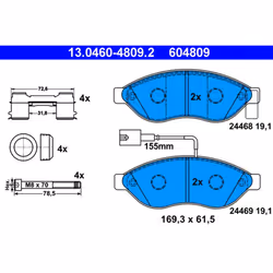 Jeu de plaquettes de frein ATE 13.0460-4809.2, avant