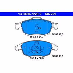 Jeu de plaquettes de frein ATE 13.0460-7229.2, avant
