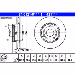 Disque de frein ATE 24.0121-0114.1 avant, ventilé, 1 pièce