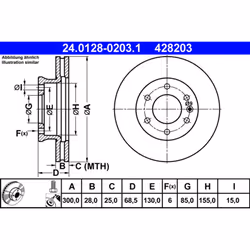 Disque de frein ATE 24.0128-0203.1 avant, ventilé, à haute teneur en carbone, 1 pièce