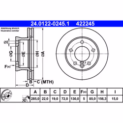 Disque de frein ATE 24.0122-0245.1 avant, ventilé, à haute teneur en carbone, 1 pièce