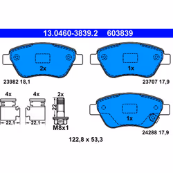 Jeu de plaquettes de frein ATE 13.0460-3839.2, avant