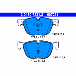 Jeu de plaquettes de frein ATE 13.0460-7231.2, avant