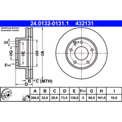 Disque de frein ATE 24.0132-0131.1 avant, ventilé, 1 pièce