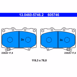 Jeu de plaquettes de frein ATE 13.0460-5746.2, avant