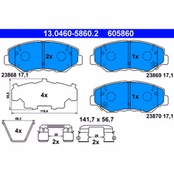 Jeu de plaquettes de frein ATE 13.0460-5860.2, avant