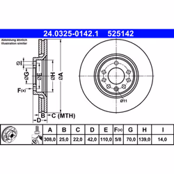 Disque de frein ATE Power Disc 24.0325-0142.1, 1 pièce - Vue supplémentaire 3