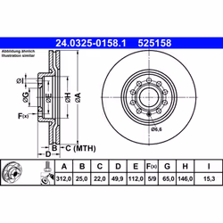 Disque de frein ATE Power Disc 24.0325-0158.1, 1 pièce