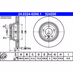 Disque de frein ATE Power Disc 24.0324-0200.1, 1 pièce