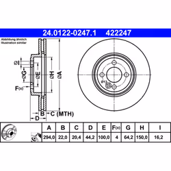 Disque de frein ATE 24.0122-0247.1 avant, ventilé, à haute teneur en carbone, 1 pièce