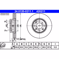 Disque de frein ATE 24.0120-0211.1 avant, ventilé, 1 pièce