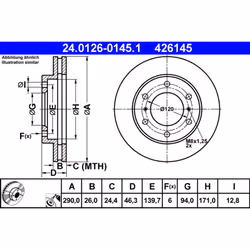 Disque de frein ATE 24.0126-0145.1 avant, ventilé, 1 pièce