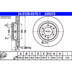 Disque de frein ATE 24.0128-0215.1 avant, ventilé, 1 pièce - Vue supplémentaire 3