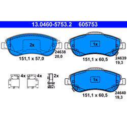 Jeu de plaquettes de frein ATE 13.0460-5753.2, avant