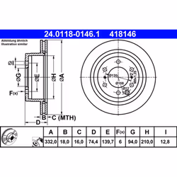 Disque de frein ATE 24.0118-0146.1 arrière, ventilé, 1 pièce