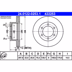 Disque de frein ATE 24.0122-0253.1 avant, ventilé, 1 pièce