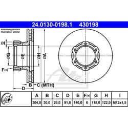 Disque de frein ATE 24.0130-0198.1, 1 pièce