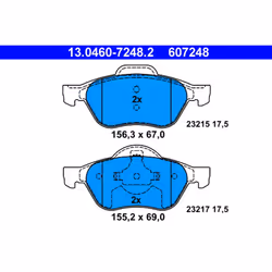 Jeu de plaquettes de frein ATE 13.0460-7248.2, avant