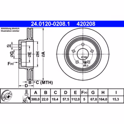 Disque de frein ATE 24.0120-0208.1 arrière, ventilé, à haute teneur en carbone, 1 pièce