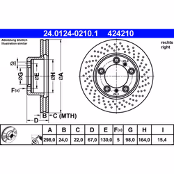 Disque de frein ATE 24.0124-0210.1 avant, ventilé, à haute teneur en carbone, 1 pièce