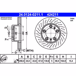 Disque de frein ATE 24.0124-0211.1 avant, ventilé, à haute teneur en carbone, 1 pièce