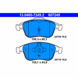 Jeu de plaquettes de frein ATE 13.0460-7249.2, avant