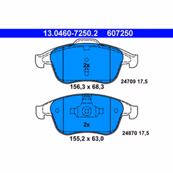 Jeu de plaquettes de frein ATE 13.0460-7250.2, avant