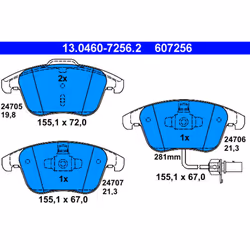 Jeu de plaquettes de frein ATE 13.0460-7256.2, avant