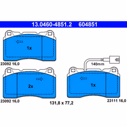 Jeu de plaquettes de frein ATE 13.0460-4851.2, avant