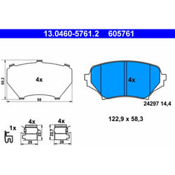 Jeu de plaquettes de frein ATE 13.0460-5761.2, avant