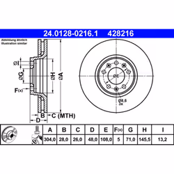 Disque de frein ATE 24.0128-0216.1 avant, ventilé, 1 pièce