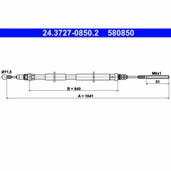 Câble de frein à main ATE 24.3727-0850.2 gauche