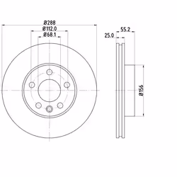 Disque de frein; Barum; 288 25,0 5 112,0 ventilé; pour VOLKSWAGEN, SEAT, FORD, VW; 1001093, 1045994, 7M0615301E, 7M0615301G,  ...