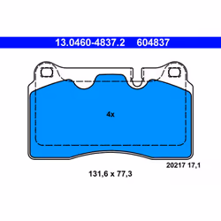 Jeu de plaquettes de frein ATE 13.0460-4837.2, avant