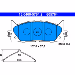 Jeu de plaquettes de frein ATE 13.0460-5764.2, avant