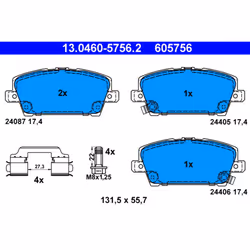Jeu de plaquettes de frein ATE 13.0460-5756.2, avant