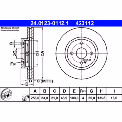 Disque de frein ATE 24.0123-0112.1 avant, ventilé, à haute teneur en carbone, 1 pièce