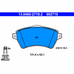 Jeu de plaquettes de frein ATE 13.0460-2718.2, avant