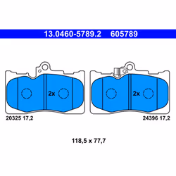Jeu de plaquettes de frein ATE 13.0460-5789.2, avant