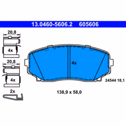 Jeu de plaquettes de frein ATE 13.0460-5606.2, avant