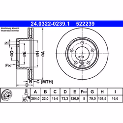 Disque de frein ATE Power Disc 24.0322-0239.1, 1 pièce
