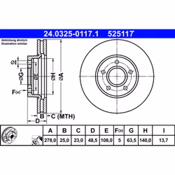 Disque de frein ATE PowerDisc 24.0325-0117.1, 1 pièce