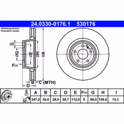 Disque de frein ATE Power Disc 24.0330-0176.1, 1 pièce