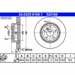 Disque de frein ATE Power Disc 24.0325-0160.1, 1 pièce