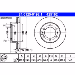 Disque de frein ATE 24.0125-0192.1 avant, ventilé, 1 pièce