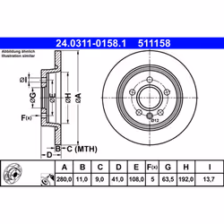 Disque de frein ATE Power Disc 24.0311-0158.1, 1 pièce