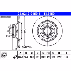 Disque de frein ATE Power Disc 24.0312-0159.1, 1 pièce