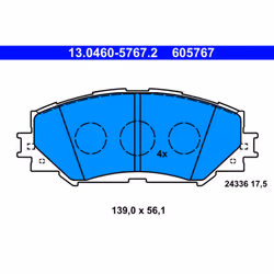 Jeu de plaquettes de frein ATE 13.0460-5767.2, avant